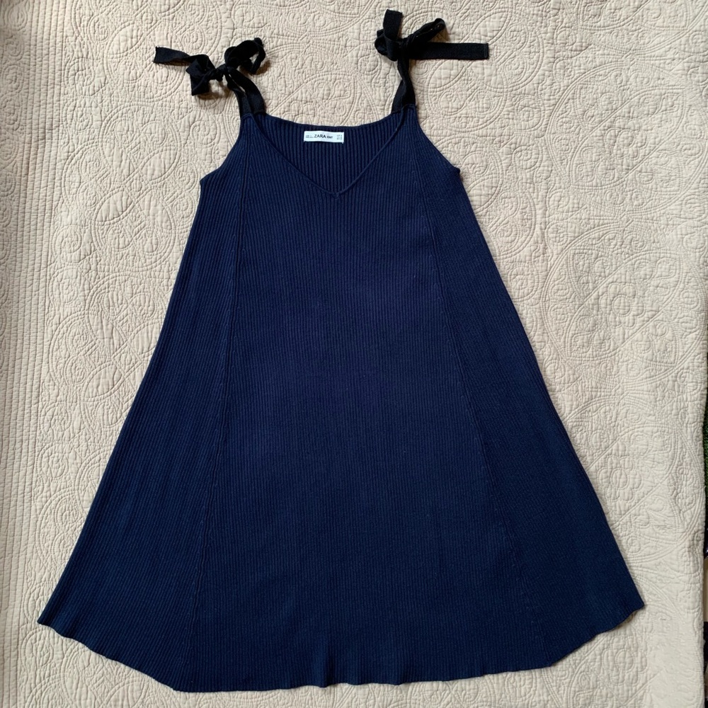ZARA Knit Ribbed Sweater Dress w/Shoulder Ties